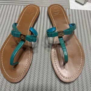 Tory Burch Turquoise and Brown Sandals